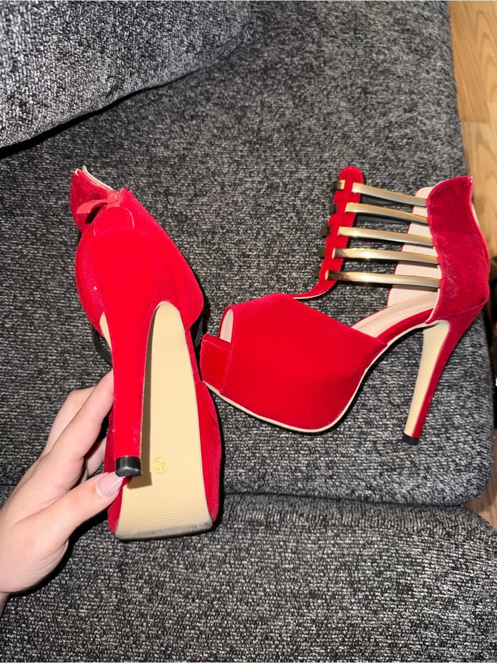 Red Suede High Heel Strappy Sandals – Women's Evening Heels